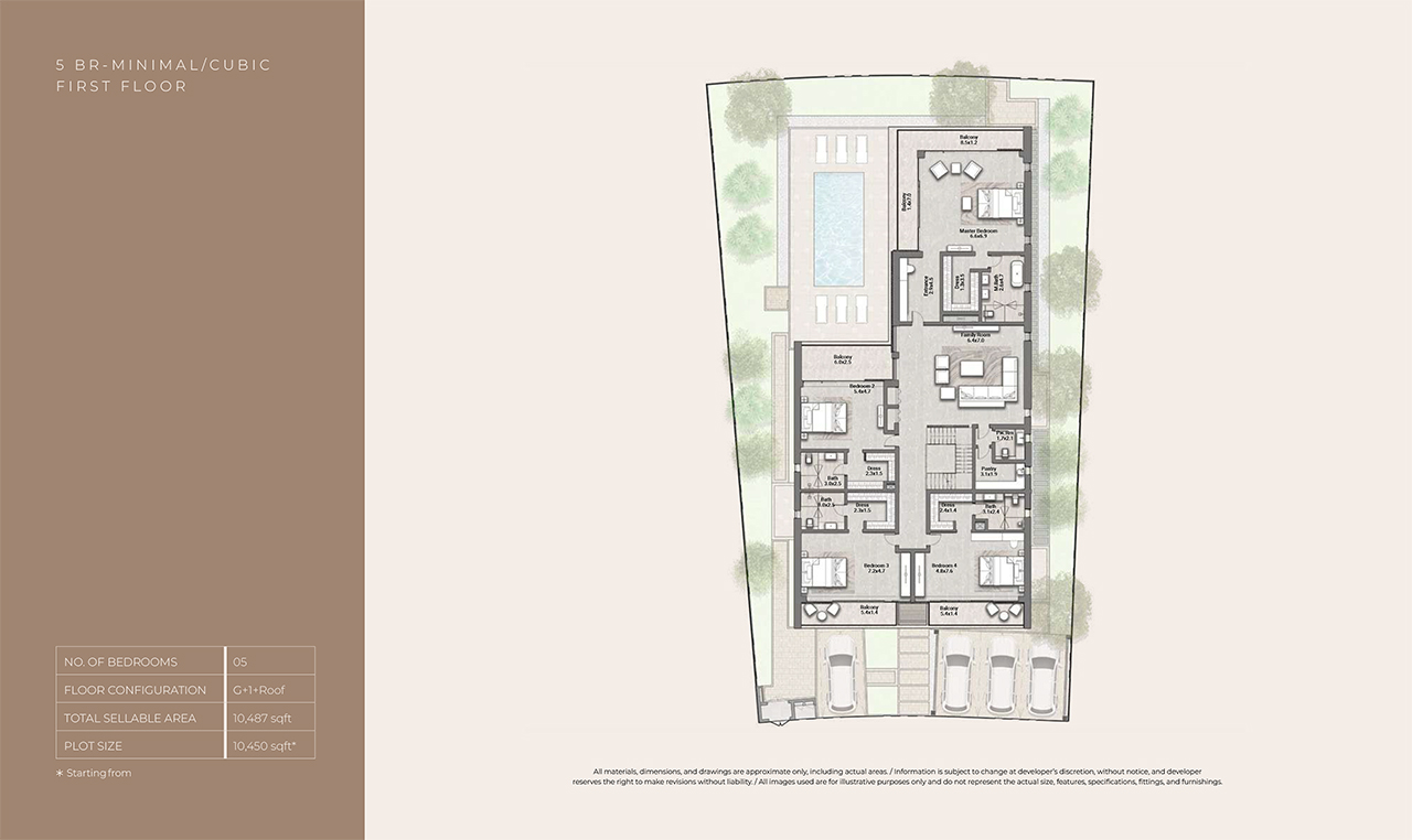 Reem Hills Floor Plans - 5BR Cubic- G+1+Roof, 1st Floor