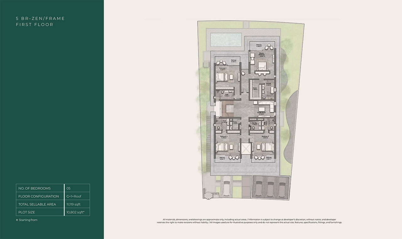 Reem Hills Floor Plans - 5BR Zen- G+1+Roof, 1st Floor