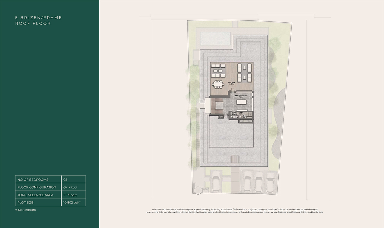 Reem Hills Floor Plans - 5BR Zen G+1+Roof, Roof Floor