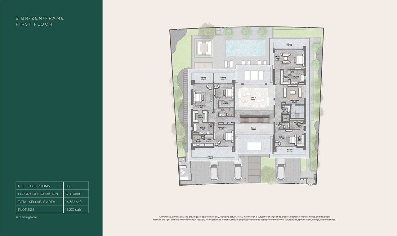Reem Hills Floor Plans - 6BR Zen- G+1+Roof, 1st Floor