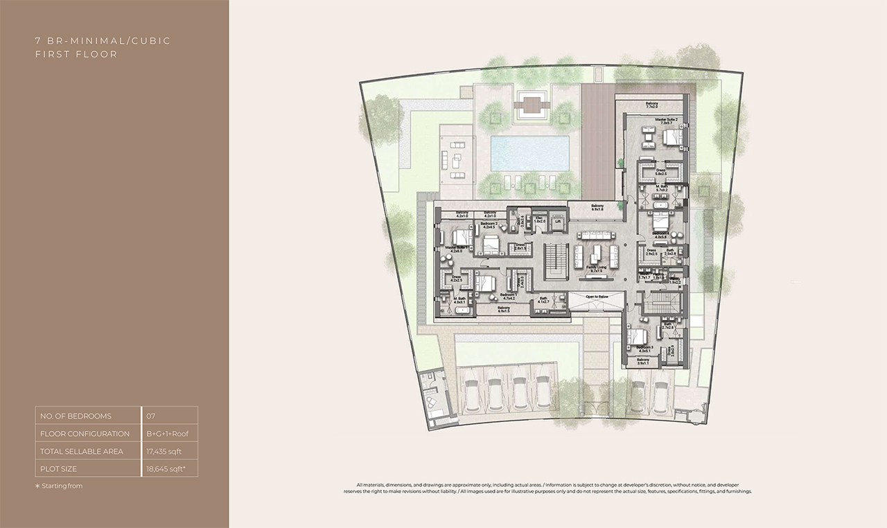 Reem Hills Floor Plans - 7BR Cubic B+G+1+Roof, 1st floor