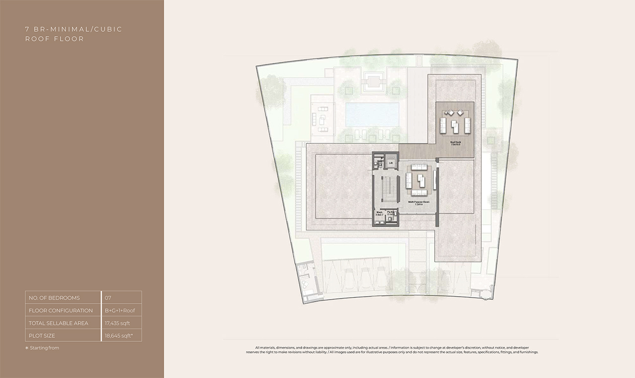 Reem Hills Floor Plans - 7BR Cubic B+G+1+Roof, roof floor