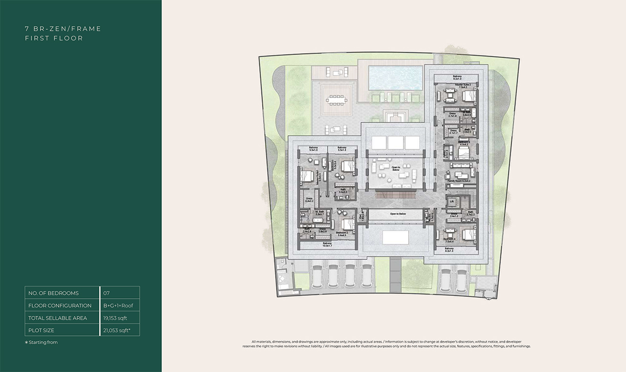 Reem Hills Floor Plans - 7BR Zen- B+G+1+Roof, 1st Floor
